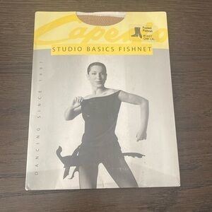 NEW Capezio Dancer Tan Beige Studio Basics Footed Fishnet Tights, L/XL